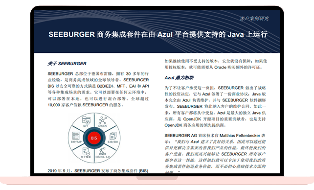 SEEBURGER 商务集成套件在由 Azul 平台提供支持的 Java 上运行